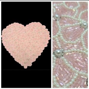 Cupcakes Cashmere Pink Valentines Heart Pearl Shimmer Beaded Placemat Decor New